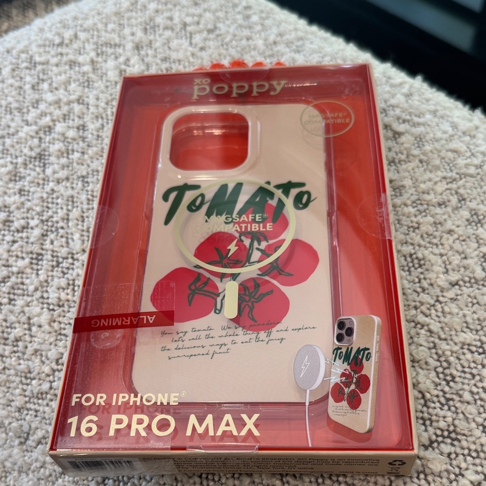 Poppy Tomato Design iPhone 14,15 and 16 Pro Max Case - Red